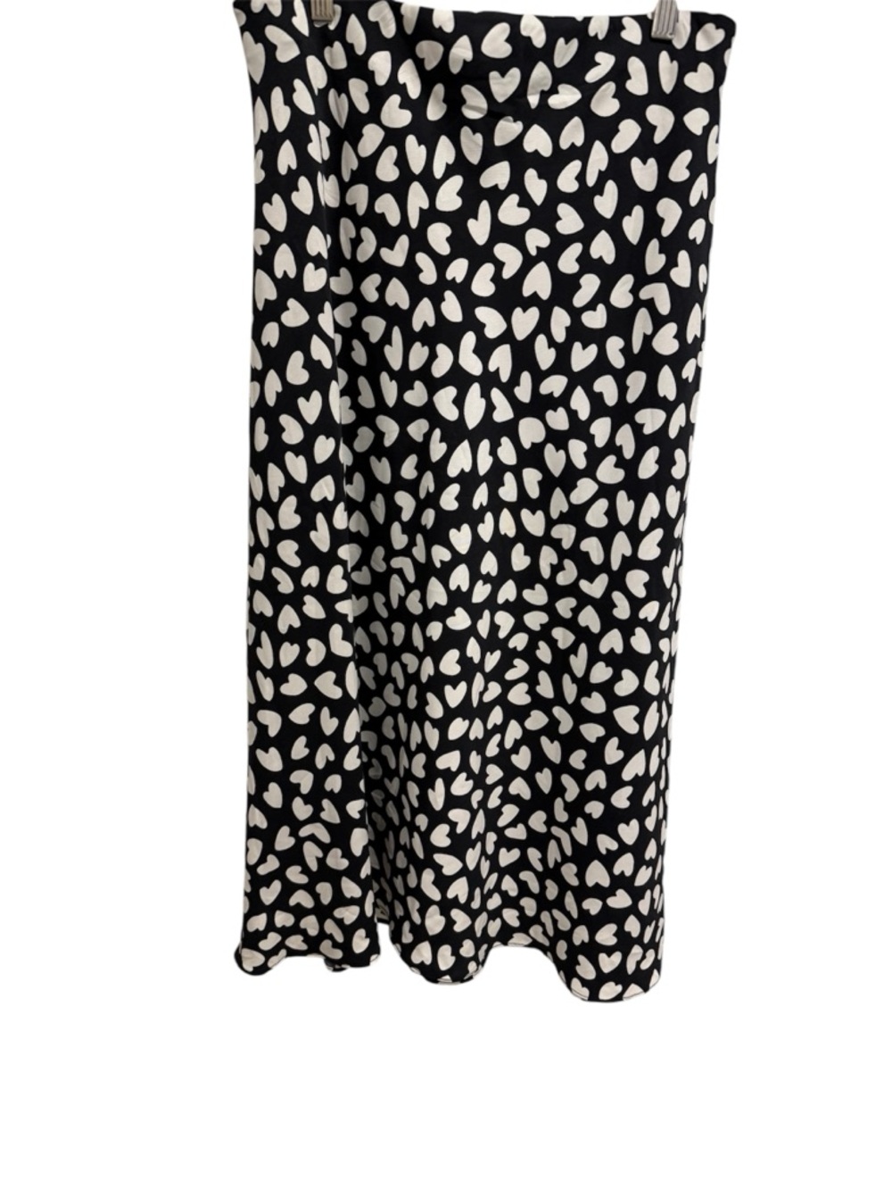 Ann Taylor Black and White Heart Print Midi Skirt